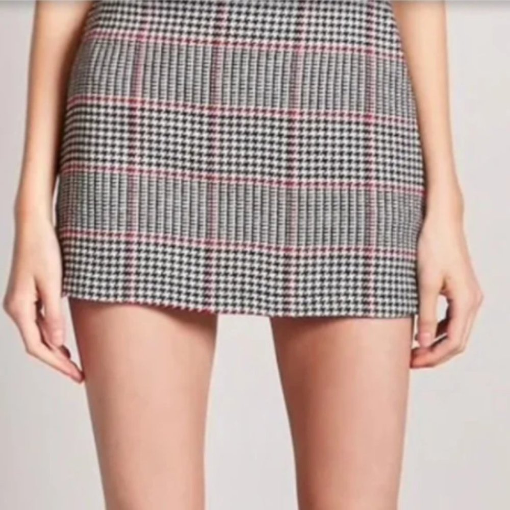 Houndstooth Micro Mini Skirt Skort With Pockets Medium
